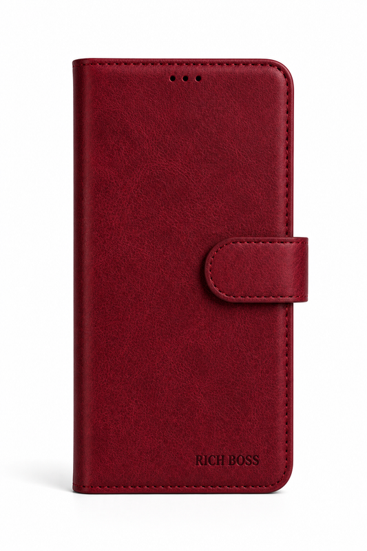 RichBoss Leather Folio Case for iPhone 17 Pro Max - Burgundy