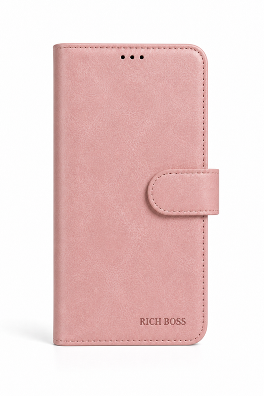 RichBoss Leather Folio Case for iPhone 17 Pro Max - Pink