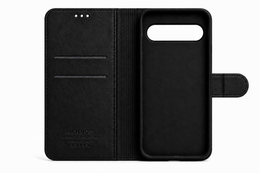 RichBoss Leather Folio Case for Google Pixel 10 / 10 Pro - Black