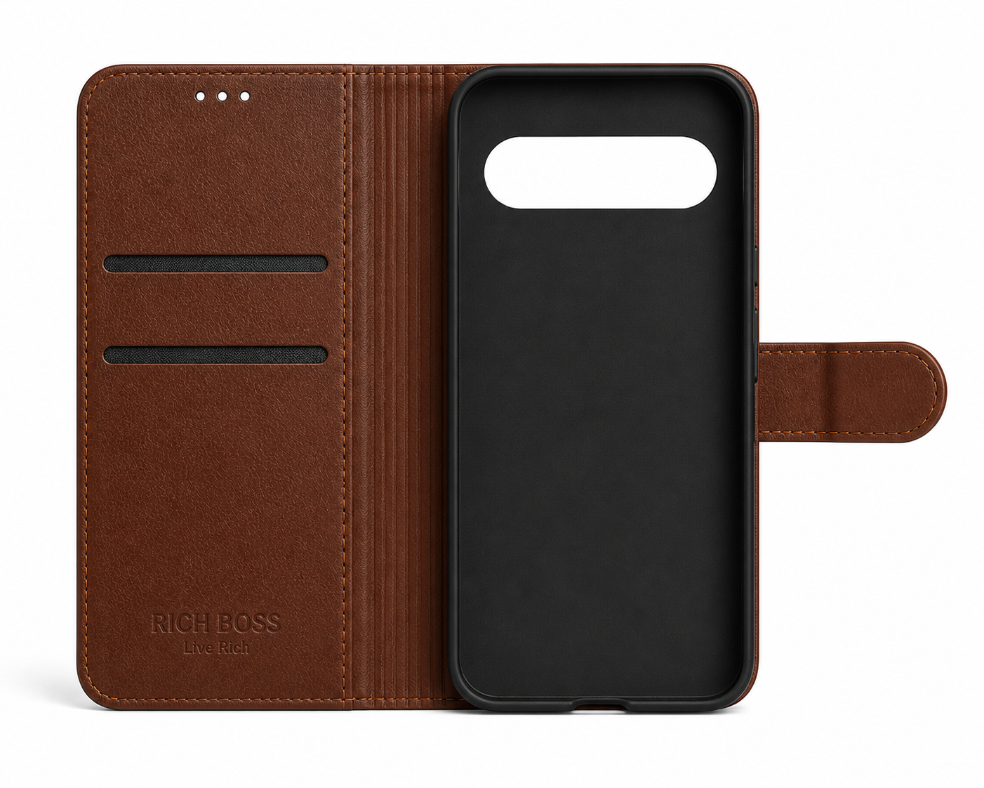 RichBoss Leather Folio Case for Google Pixel 10 / 10 Pro - Brown