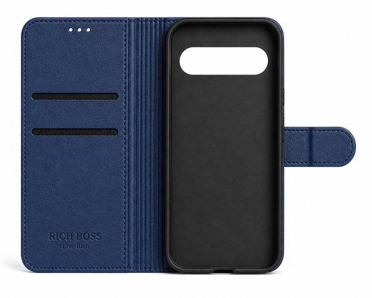 RichBoss Leather Folio Case for Google Pixel 10 Pro XL - Blue