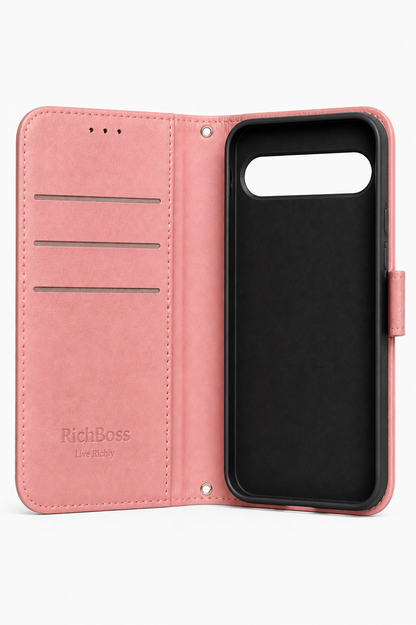 RichBoss Leather Folio Case for Google Pixel 10 Pro XL - Pink
