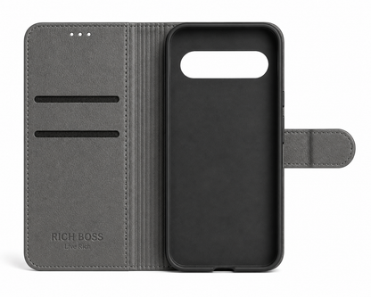 RichBoss Leather Folio Case for Google Pixel 9 / 9 Pro - Grey