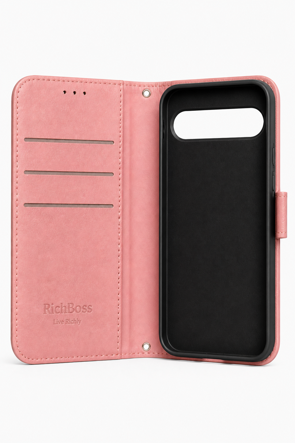 RichBoss Leather Folio Case for Google Pixel 9 / 9 Pro - Pink