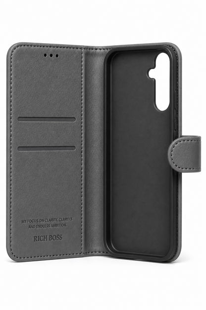 RichBoss Leather Folio Case for Samsung Galaxy A36 / A56 - Brown/Grey