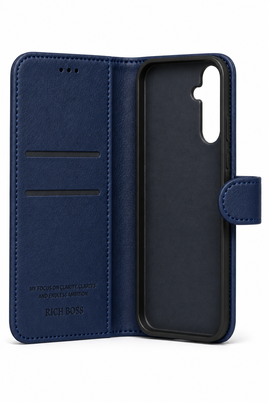 RichBoss Leather Folio Case for Samsung Galaxy S23 - Burgundy/Blue