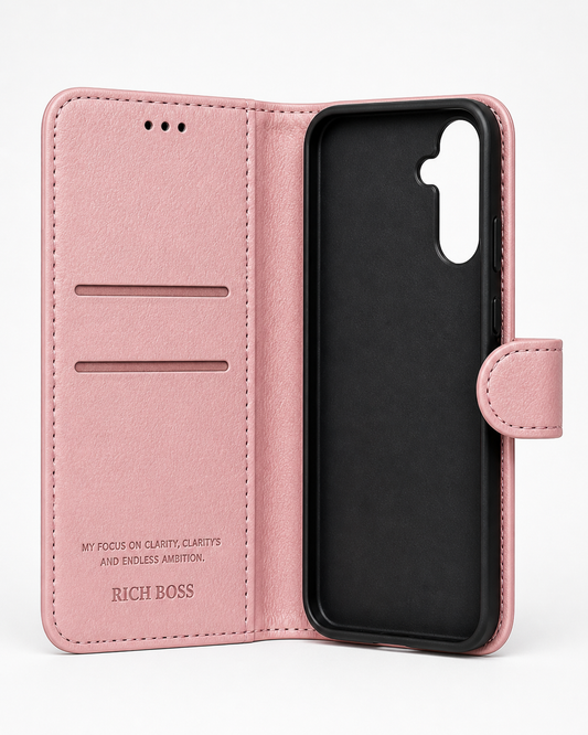 RichBoss Leather Folio Case for Samsung Galaxy S24 / S25 - Pink