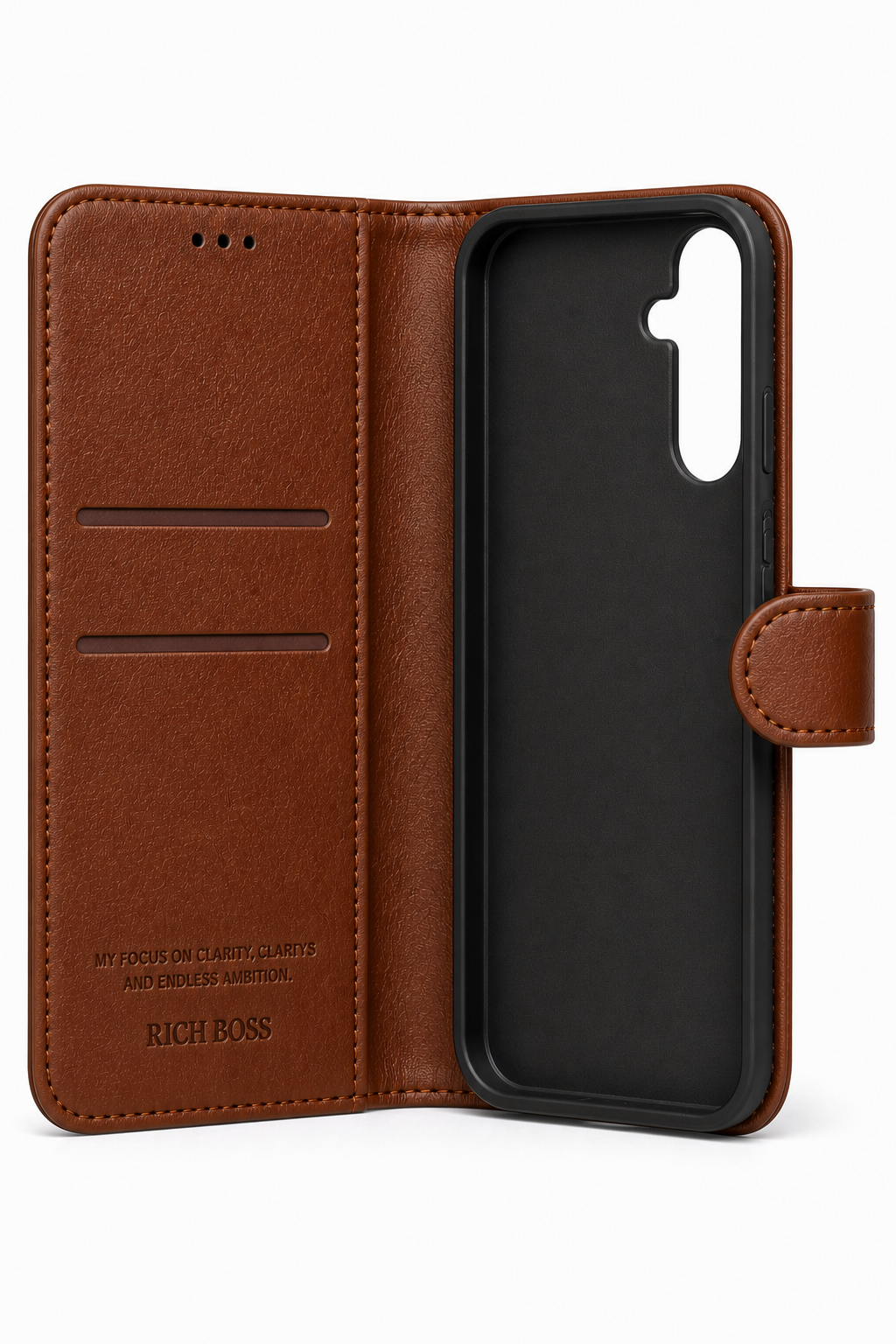 RichBoss Leather Folio Case for Samsung Galaxy S24 FE - Brown