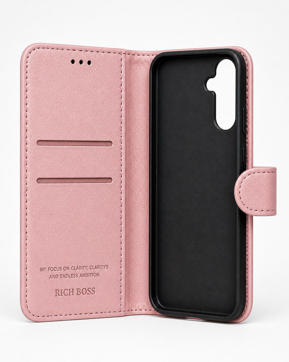 RichBoss Leather Folio Case for Samsung Galaxy S24 FE - Pink