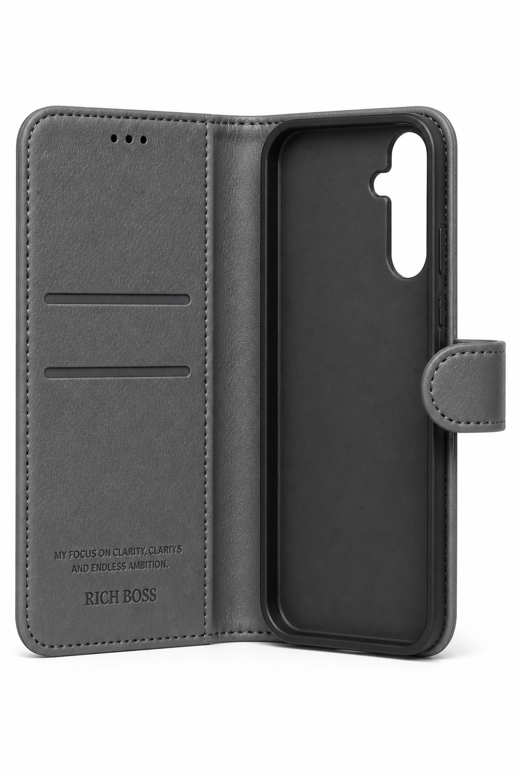 RichBoss Leather Folio Case for Samsung Galaxy S24 / S25 - Grey