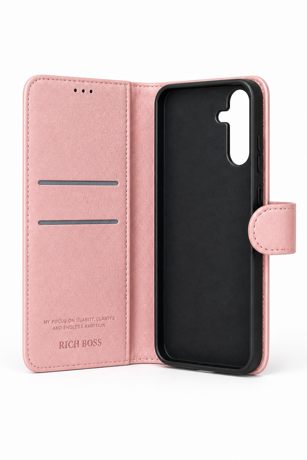 RichBoss Leather Folio Case for Samsung Galaxy S25 FE - Pink