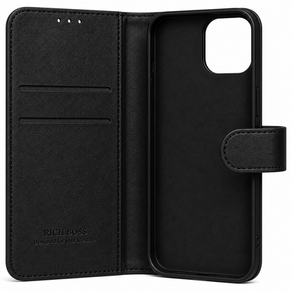 RichBoss Leather Folio Case for iPhone 12 Pro - Black