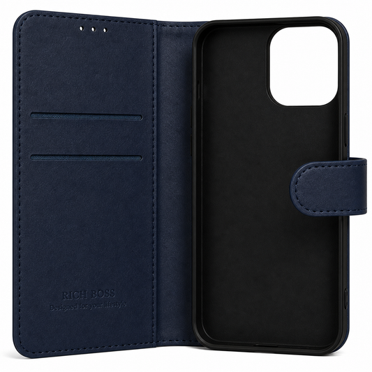 RichBoss Leather Folio Case for iPhone 12 Pro - Blue
