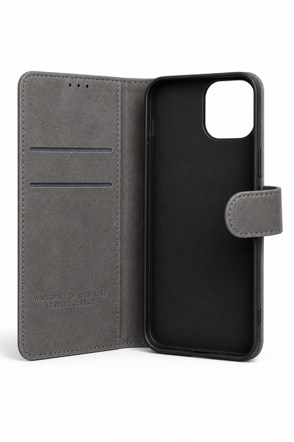 RichBoss Leather Folio Case for iPhone 12 Pro Max - Grey