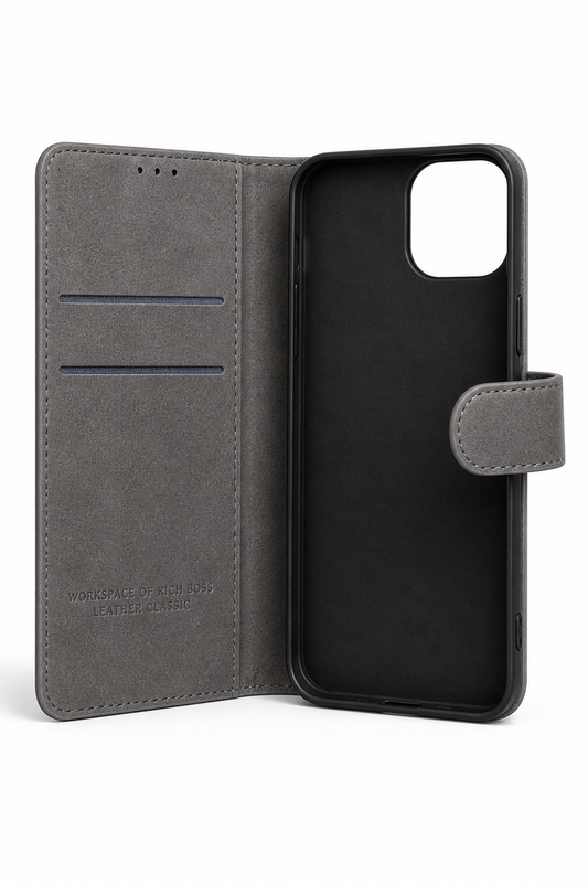 RichBoss Leather Folio Case for iPhone 13 Pro - Grey