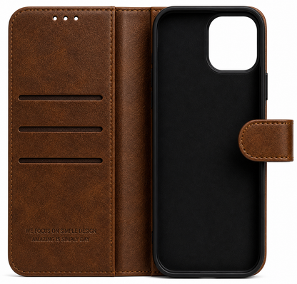 RichBoss Leather Folio Case for iPhone 14 Pro - Brown