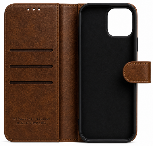 RichBoss Leather Folio Case for iPhone 14 Pro - Brown