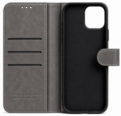 RichBoss Leather Folio Case for iPhone 14 Pro - Grey