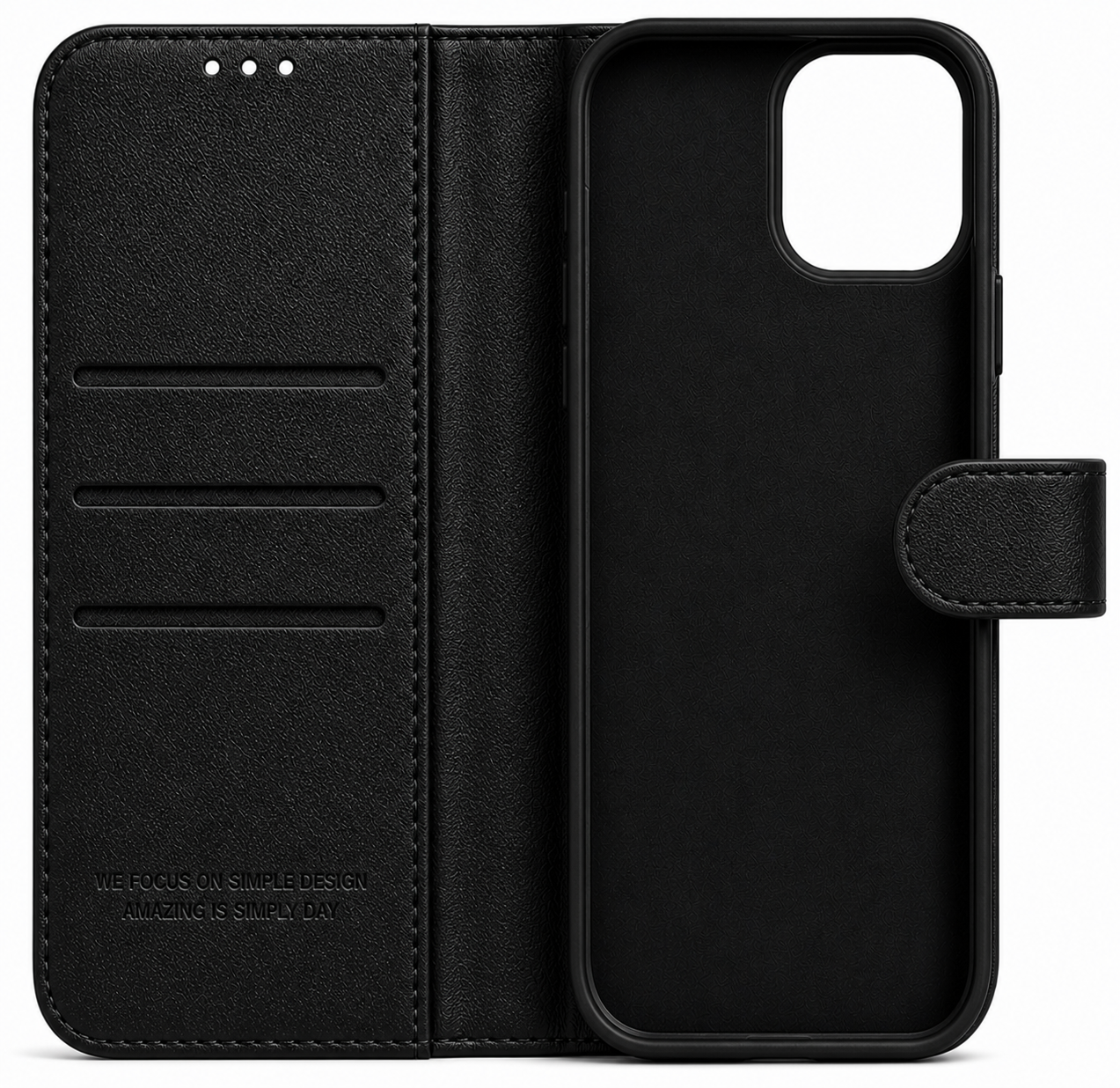 RichBoss Leather Folio Case for iPhone 14 Pro Max - Black