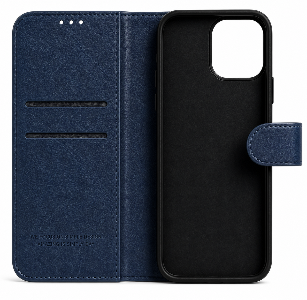 RichBoss Leather Folio Case for iPhone 15 Pro Max - Blue