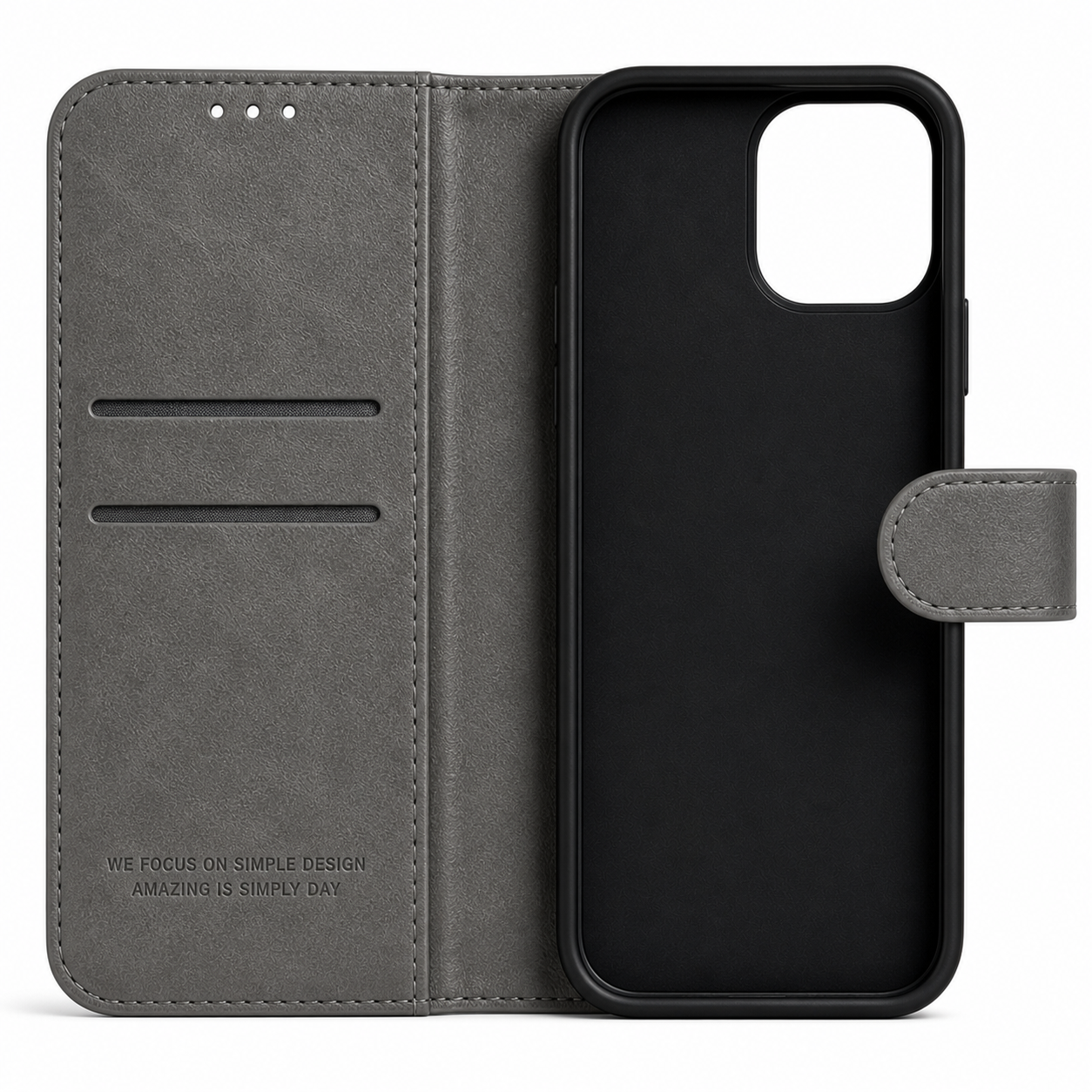 RichBoss Leather Folio Case for iPhone 15 Pro Max - Grey