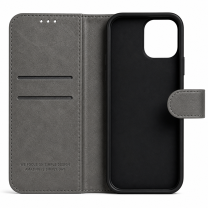 RichBoss Leather Folio Case for iPhone 15 Pro Max - Grey