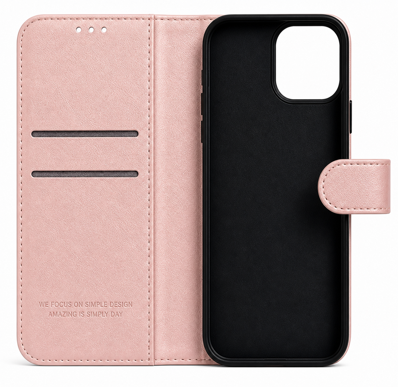 RichBoss Leather Folio Case for iPhone 16 - Pink