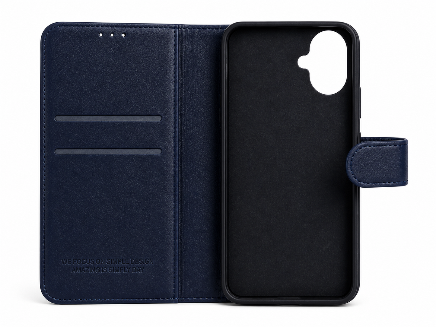 RichBoss Leather Folio Case for iPhone 16 - Blue