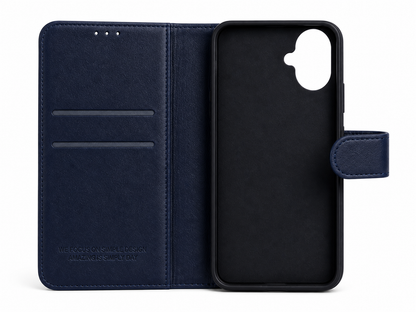RichBoss Leather Folio Case for iPhone 16 - Blue