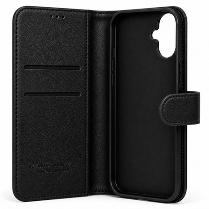 RichBoss Leather Folio Case for iPhone 16 Plus - Black