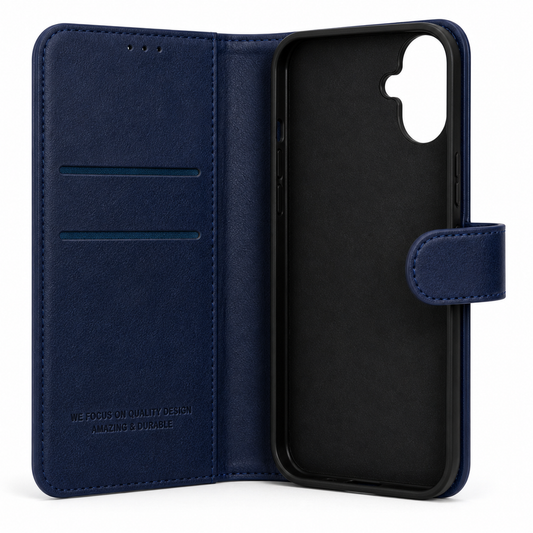 RichBoss Leather Folio Case for iPhone 16 Plus - Blue