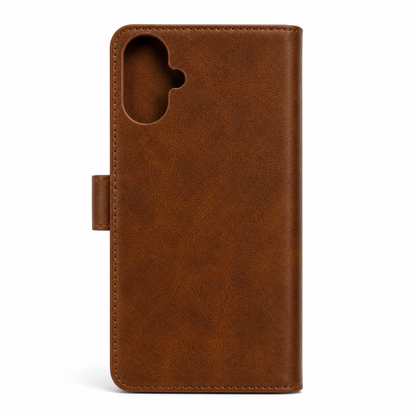 RichBoss Leather Folio Case for iPhone 16 Plus - Brown