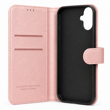RichBoss Leather Folio Case for iPhone 16 Plus - Pink