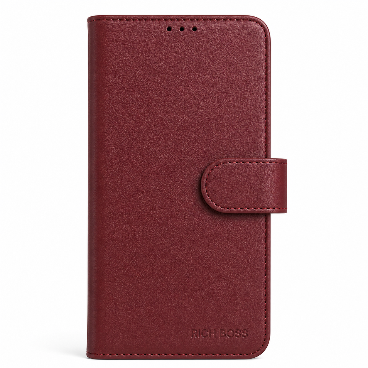 RichBoss Leather Folio Case for iPhone 16 Pro Max - Burgundy