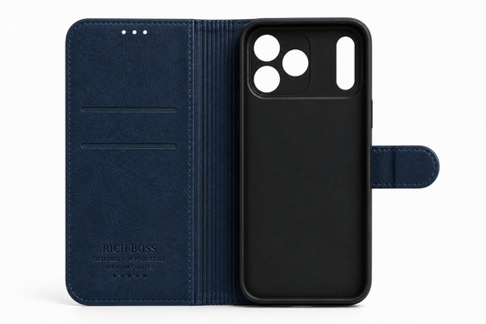 RichBoss Leather Folio Case for iPhone 17 Pro Max - Blue