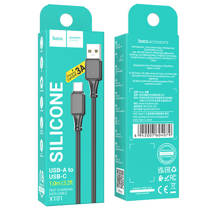 X101 Assistant silicone charging data cable Type-C-Black