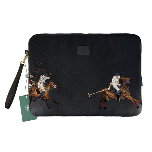Caine Embroidery Laptop Bag Black Santa Barbara