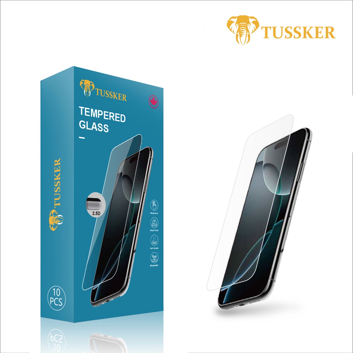 Tussker Tempered Glass iPhone 15 Plus/16 Plus - Regular, Privacy, Normal